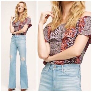 •MAEVE• Anthropologie Vallita‎ Off-the-Shoulder Ruffle Blouse Size Floral Print